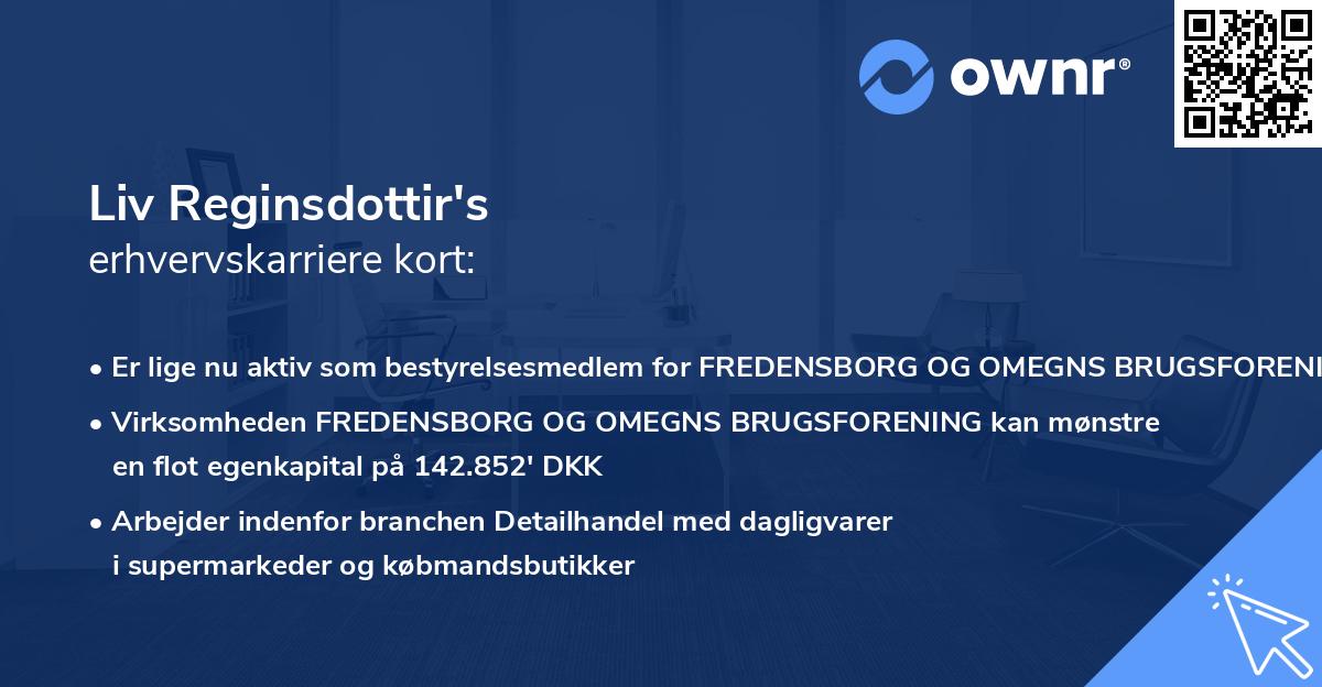 Liv Reginsdottir's erhvervskarriere kort
