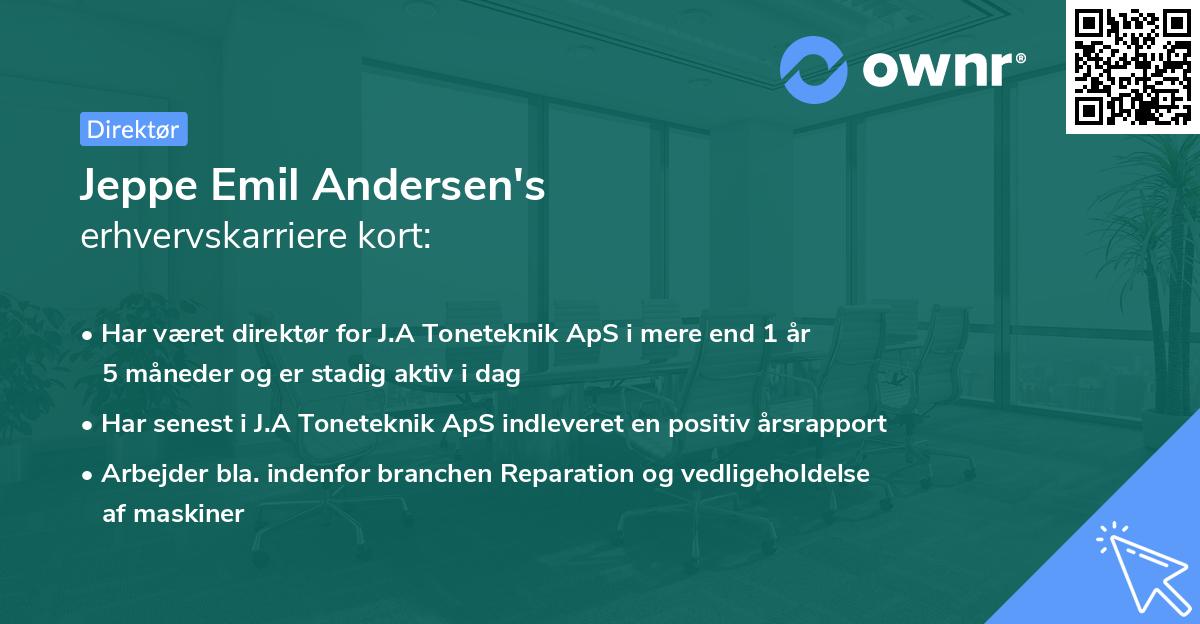 Jeppe Emil Andersen's erhvervskarriere kort