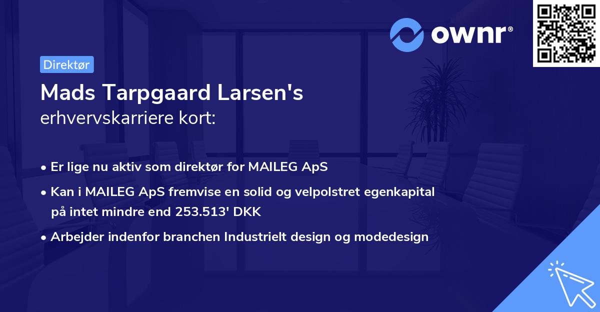 Mads Tarpgaard Larsen's erhvervskarriere kort