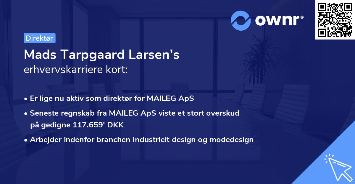 Mads Tarpgaard Larsen's erhvervskarriere kort