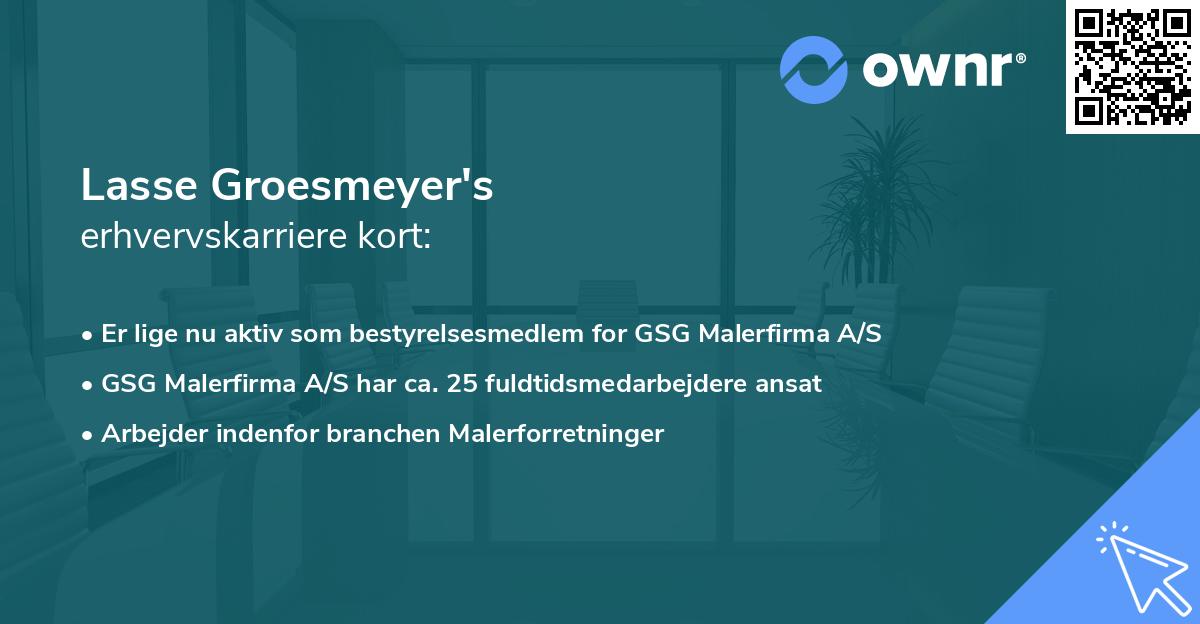 Lasse Groesmeyer's erhvervskarriere kort