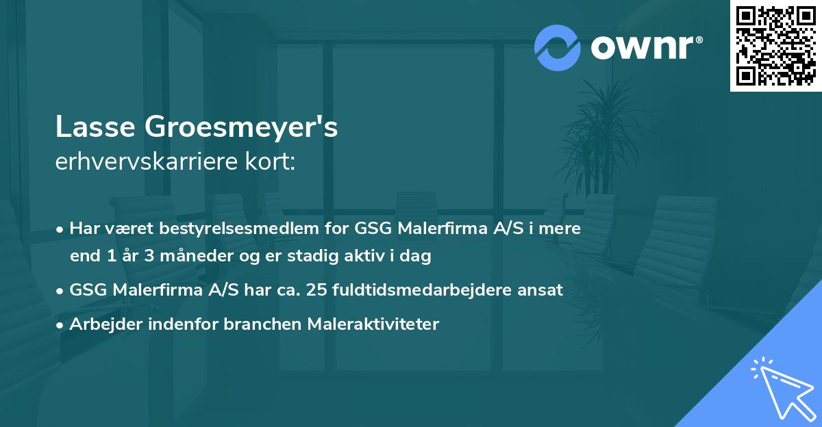Lasse Groesmeyer's erhvervskarriere kort