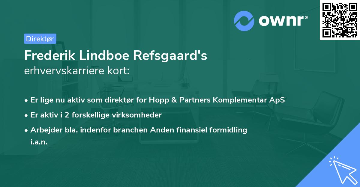 Frederik Lindboe Refsgaard's erhvervskarriere kort