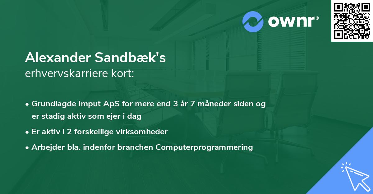 Alexander Sandbæk's erhvervskarriere kort