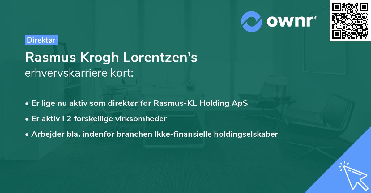 Rasmus Krogh Lorentzen's erhvervskarriere kort