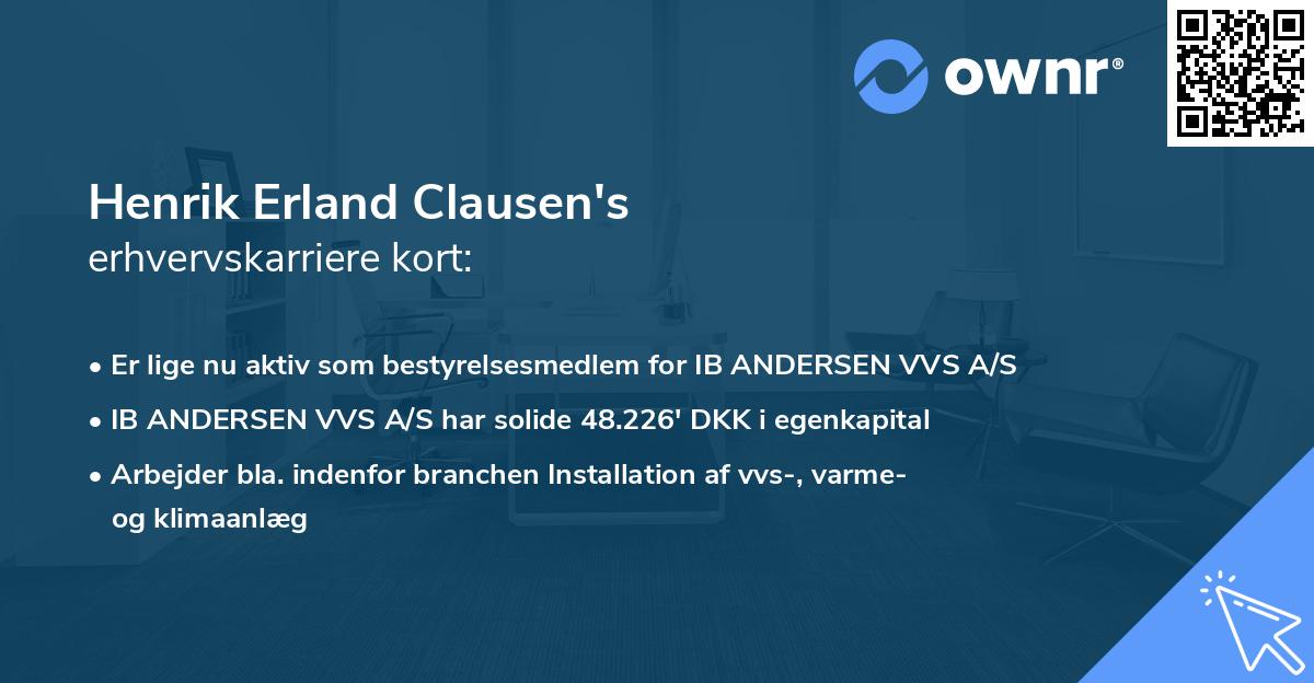 Henrik Erland Clausen's erhvervskarriere kort