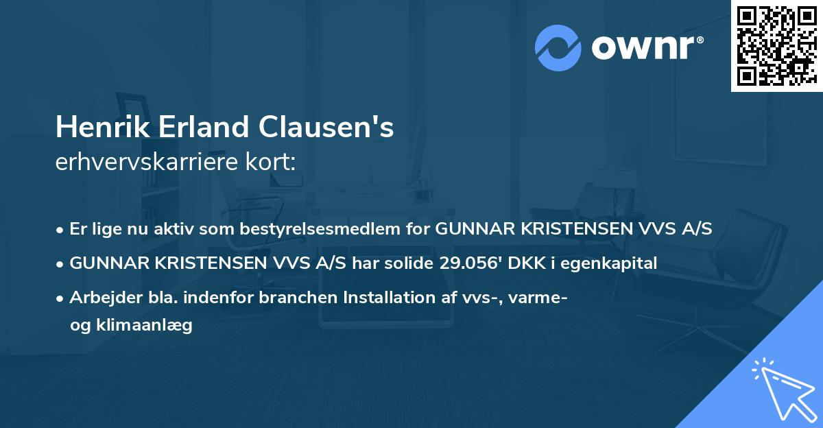 Henrik Erland Clausen's erhvervskarriere kort