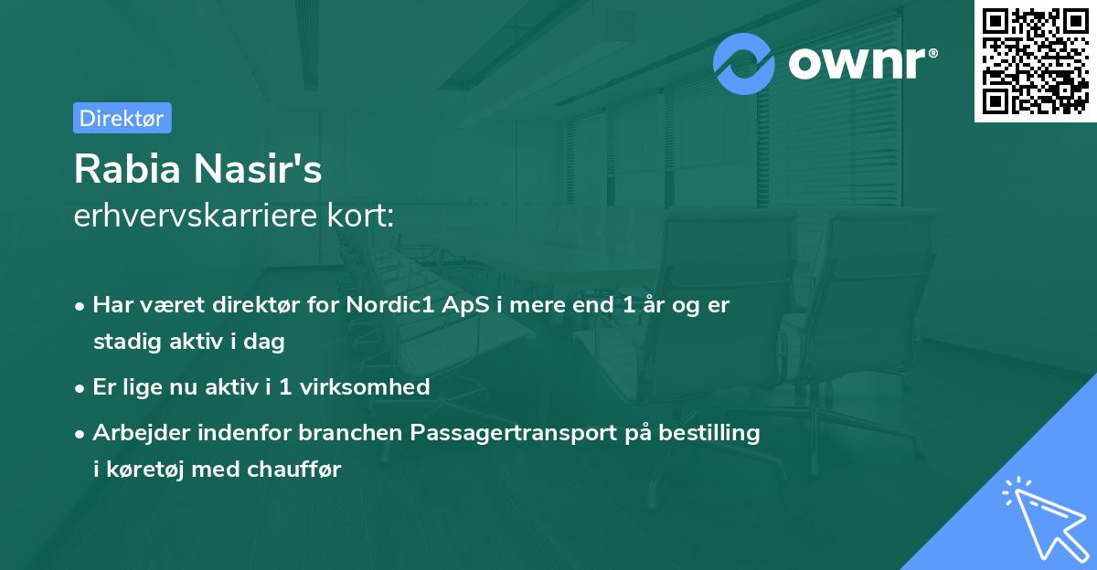 Rabia Nasir's erhvervskarriere kort