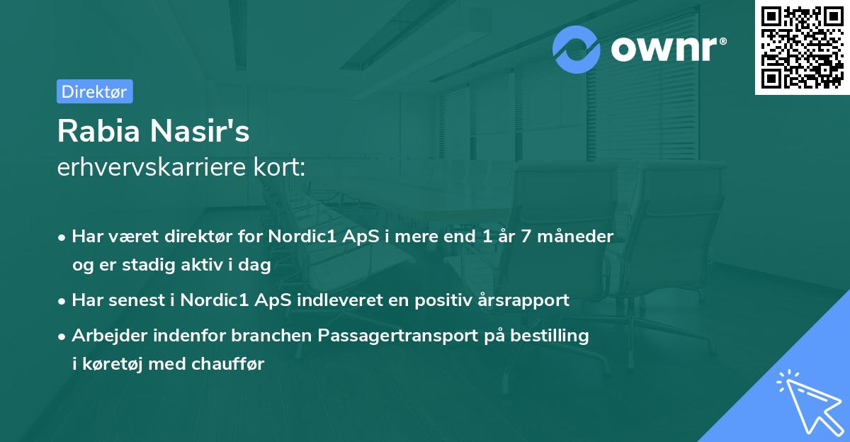 Rabia Nasir's erhvervskarriere kort