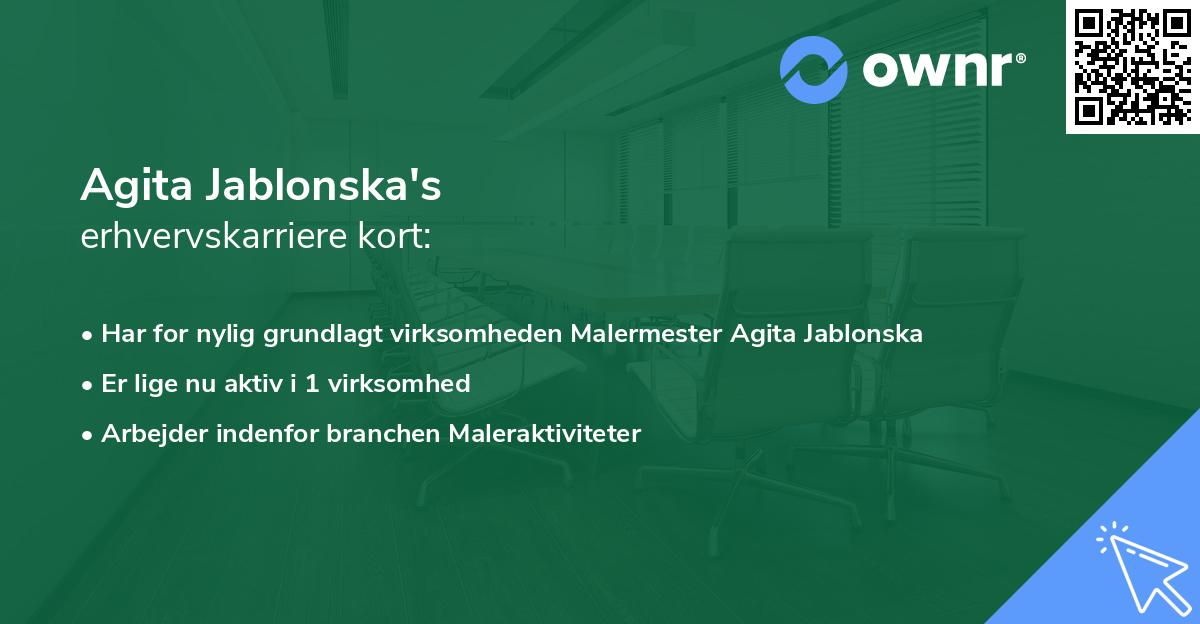 Agita Jablonska's erhvervskarriere kort
