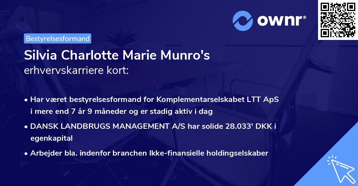 Silvia Charlotte Marie Munro's erhvervskarriere kort