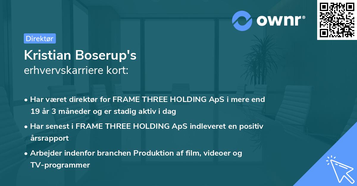 Kristian Boserup's erhvervskarriere kort