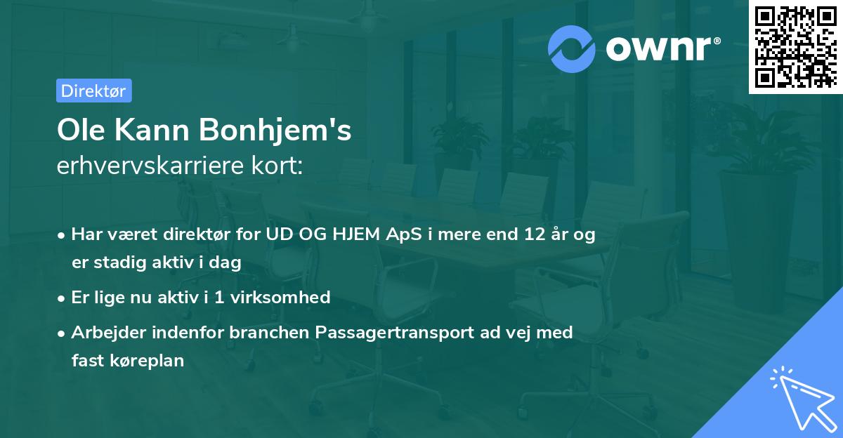 Ole Kann Bonhjem's erhvervskarriere kort