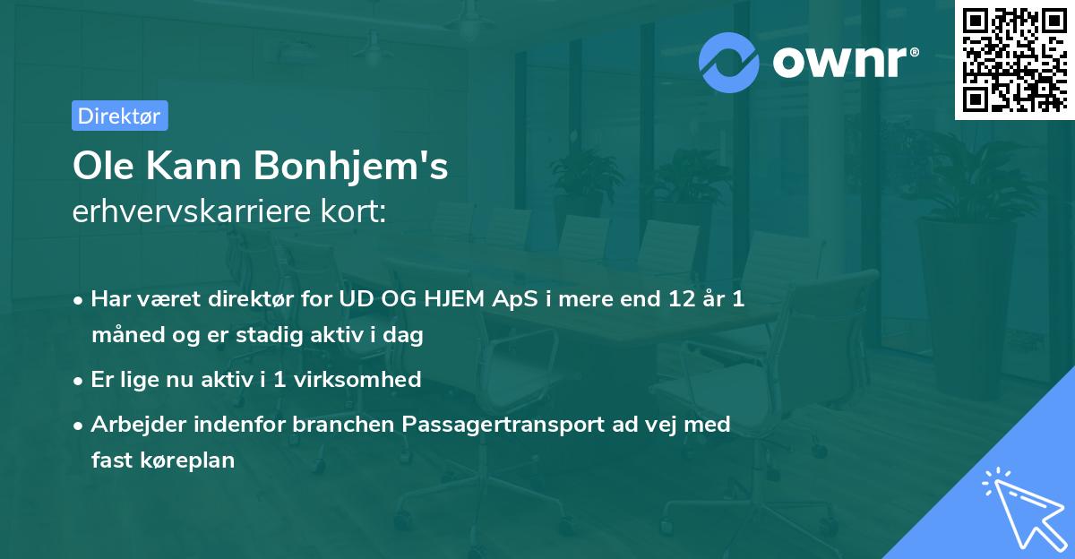 Ole Kann Bonhjem's erhvervskarriere kort