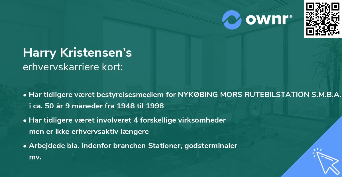 Harry Kristensen's erhvervskarriere kort
