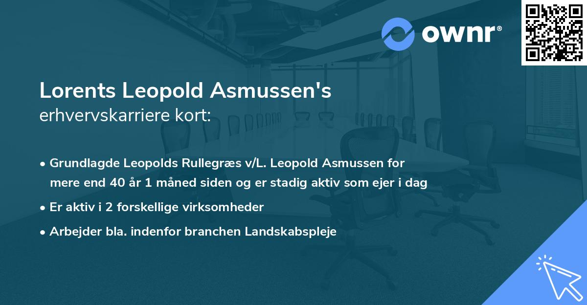 Lorents Leopold Asmussen's erhvervskarriere kort