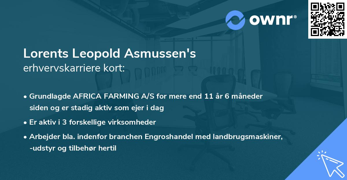 Lorents Leopold Asmussen's erhvervskarriere kort