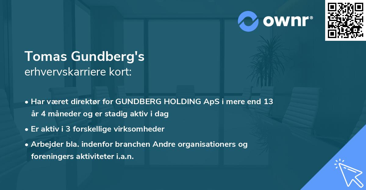 Tomas Gundberg's erhvervskarriere kort
