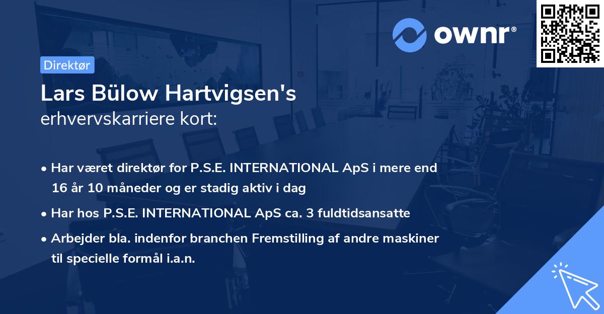 Lars Bülow Hartvigsen's erhvervskarriere kort