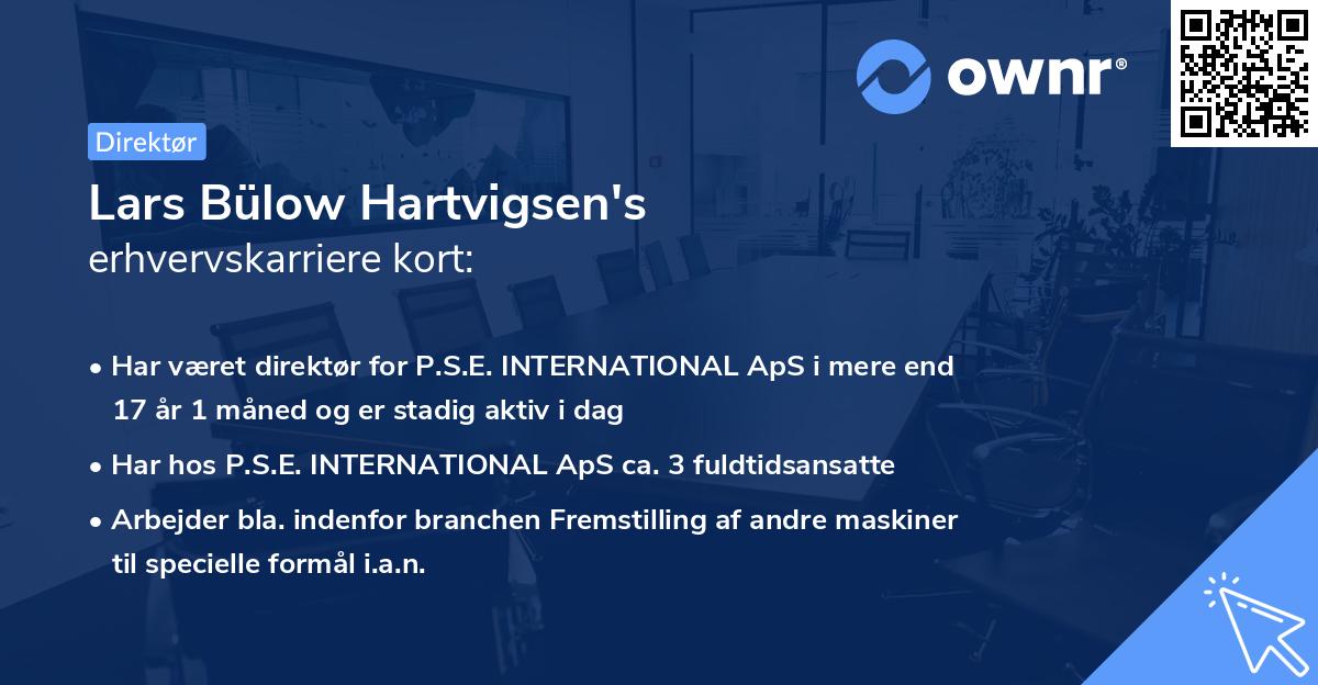 Lars Bülow Hartvigsen's erhvervskarriere kort
