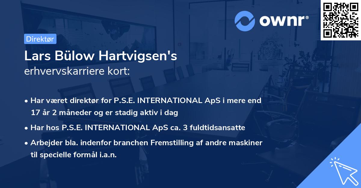 Lars Bülow Hartvigsen's erhvervskarriere kort