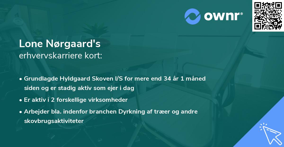 Lone Nørgaard's erhvervskarriere kort