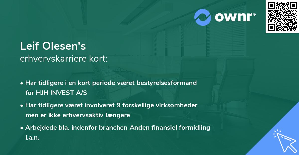 Leif Olesen's erhvervskarriere kort