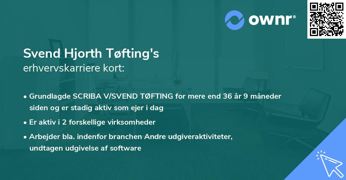 Svend Hjorth Tøfting's erhvervskarriere kort