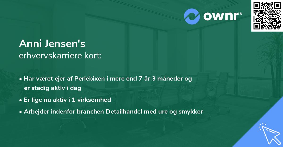 Anni Jensen's erhvervskarriere kort