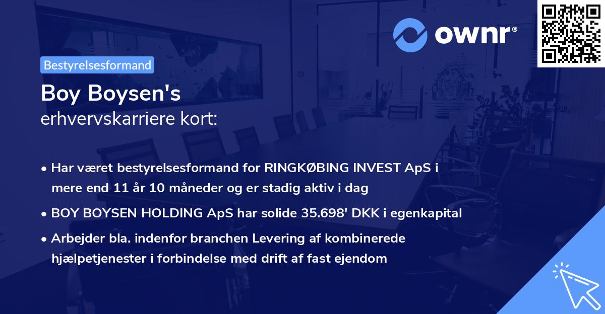 Boy Boysen's erhvervskarriere kort