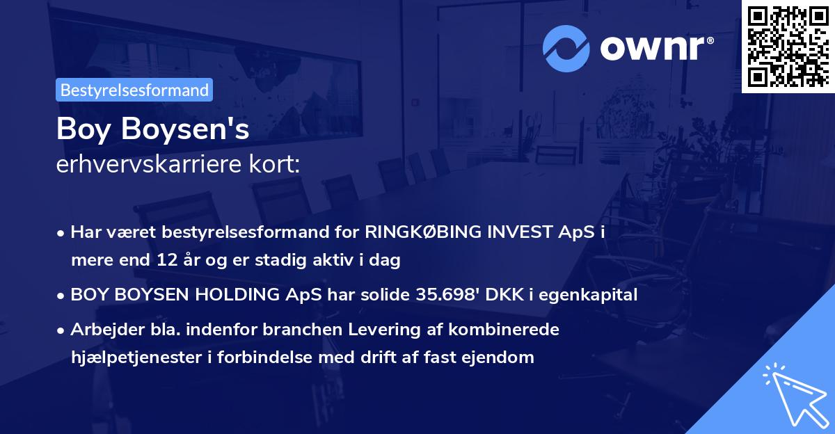 Boy Boysen's erhvervskarriere kort