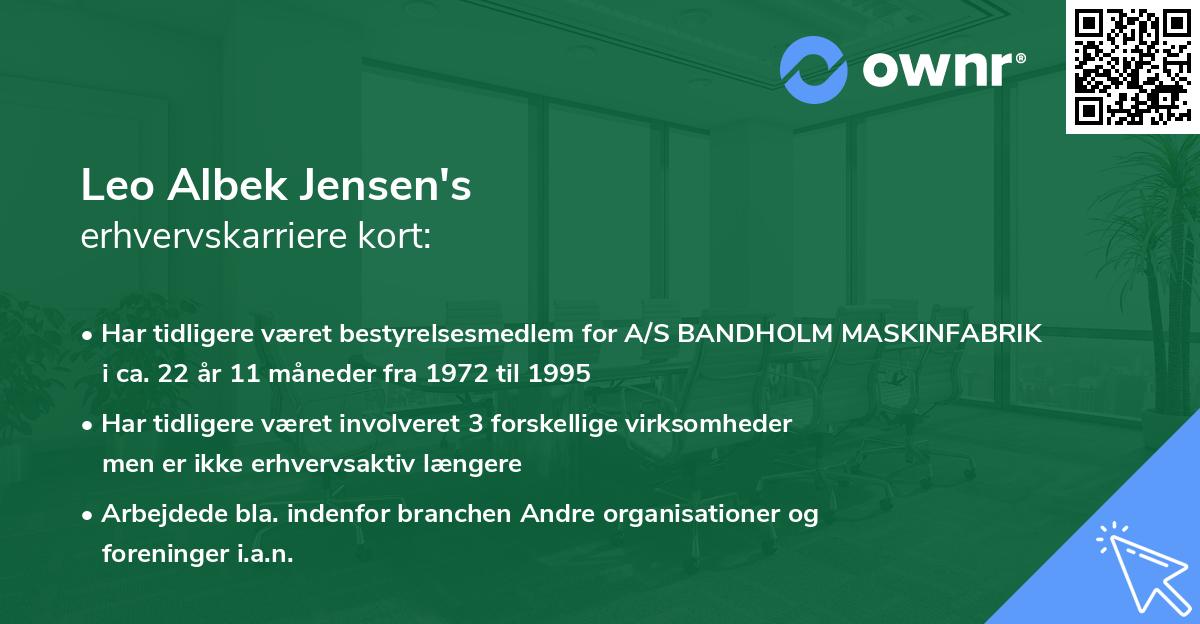 Leo Albek Jensen's erhvervskarriere kort
