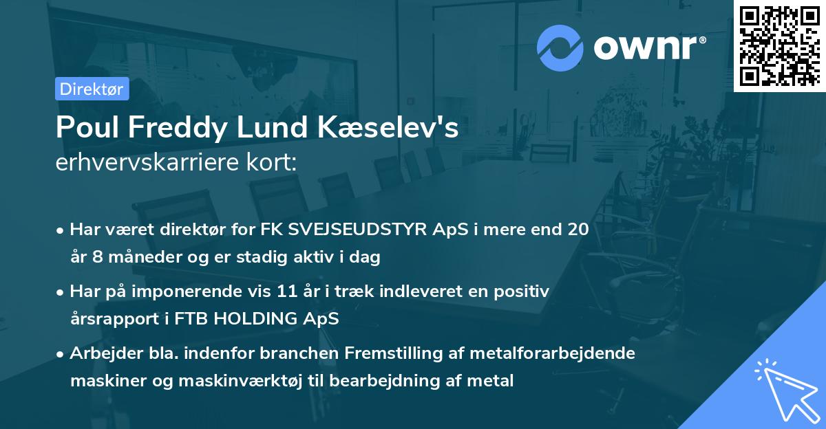 Poul Freddy Lund Kæselev's erhvervskarriere kort