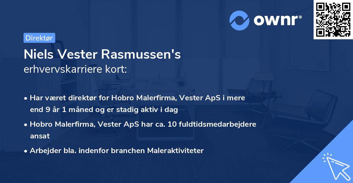 Niels Vester Rasmussen's erhvervskarriere kort