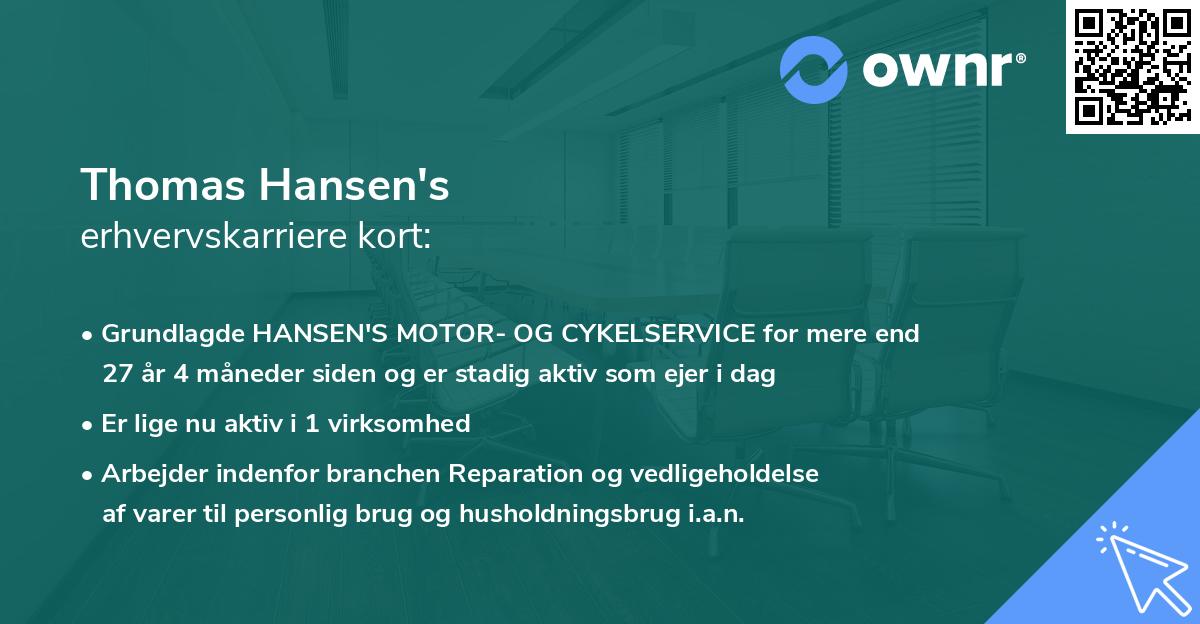 Thomas Hansen's erhvervskarriere kort