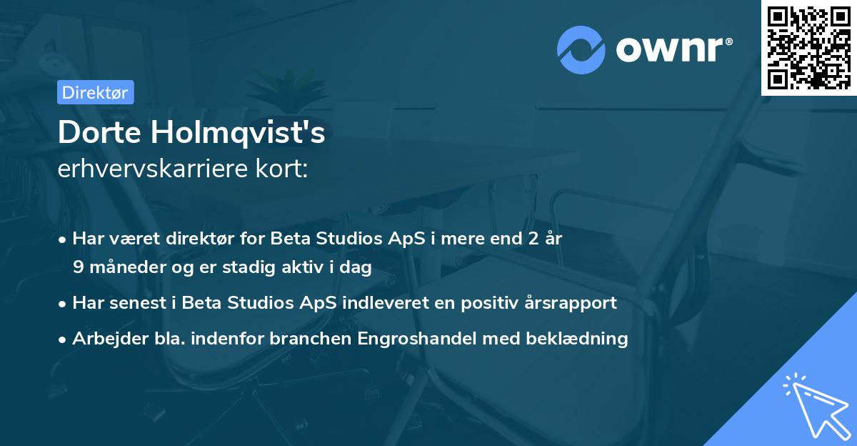 Dorte Holmqvist's erhvervskarriere kort