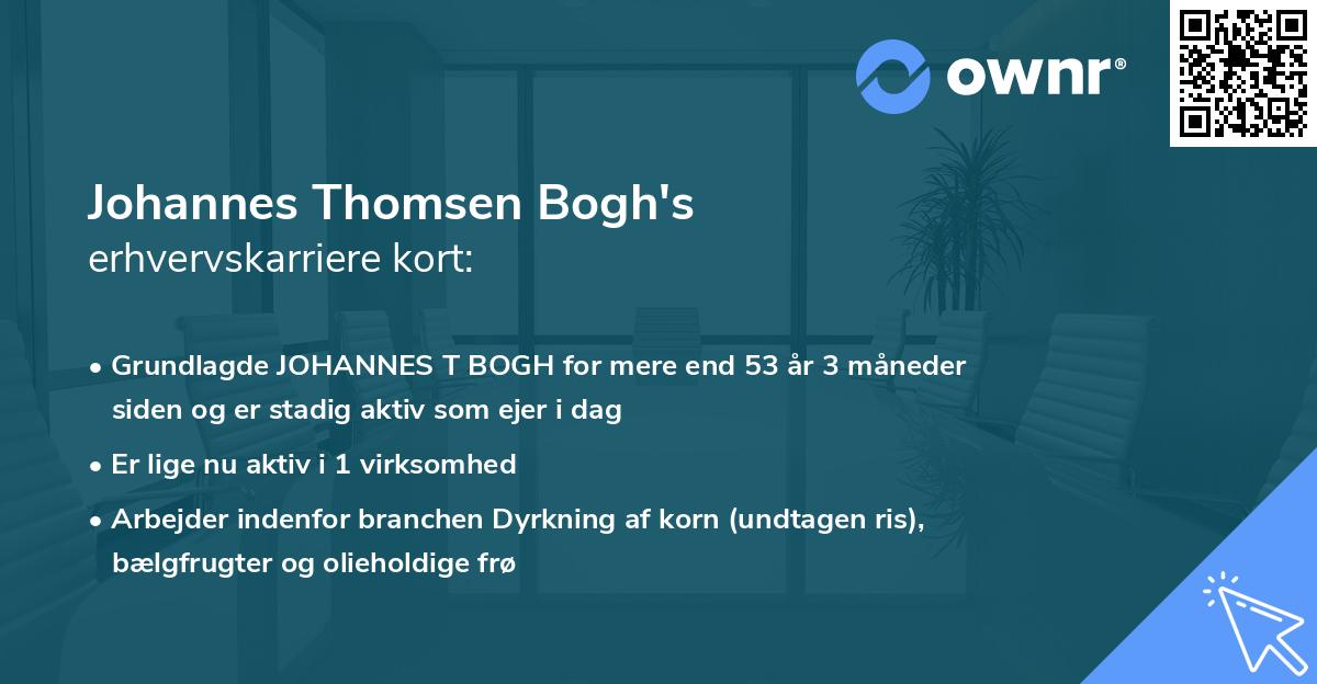 Johannes Thomsen Bogh's erhvervskarriere kort