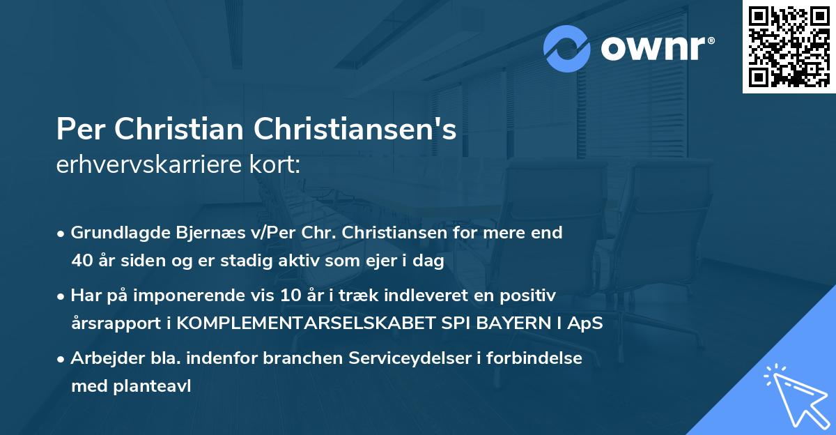 Per Christian Christiansen's erhvervskarriere kort