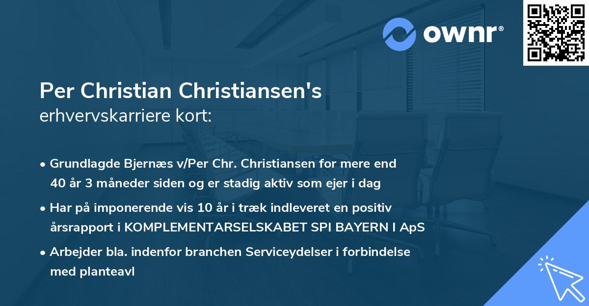 Per Christian Christiansen's erhvervskarriere kort