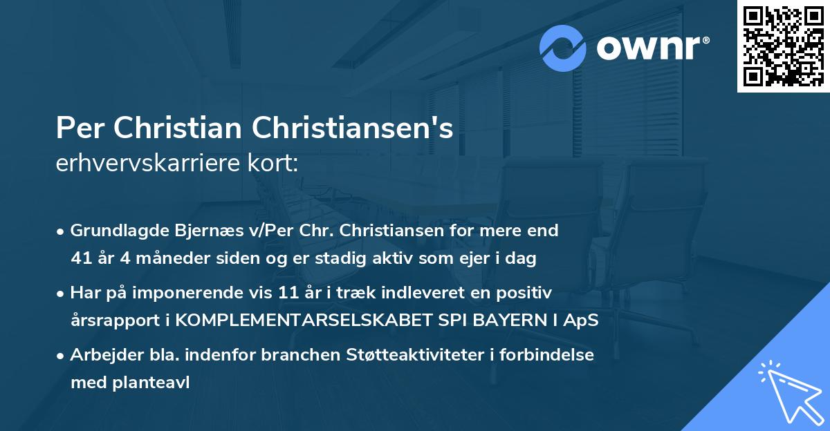 Per Christian Christiansen's erhvervskarriere kort