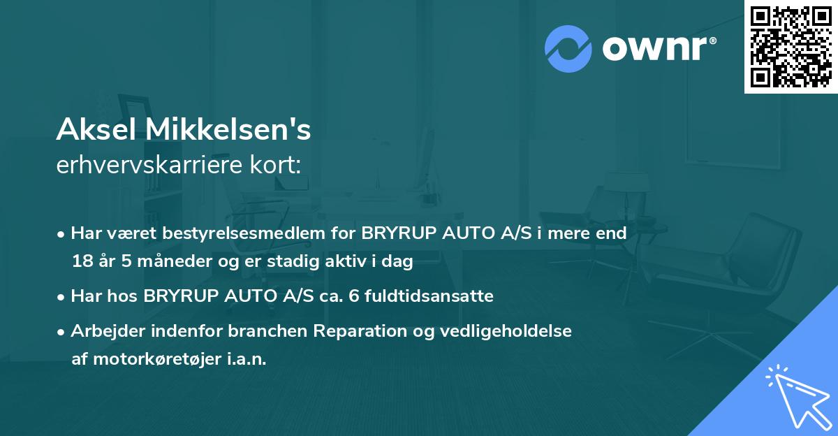 Aksel Mikkelsen's erhvervskarriere kort