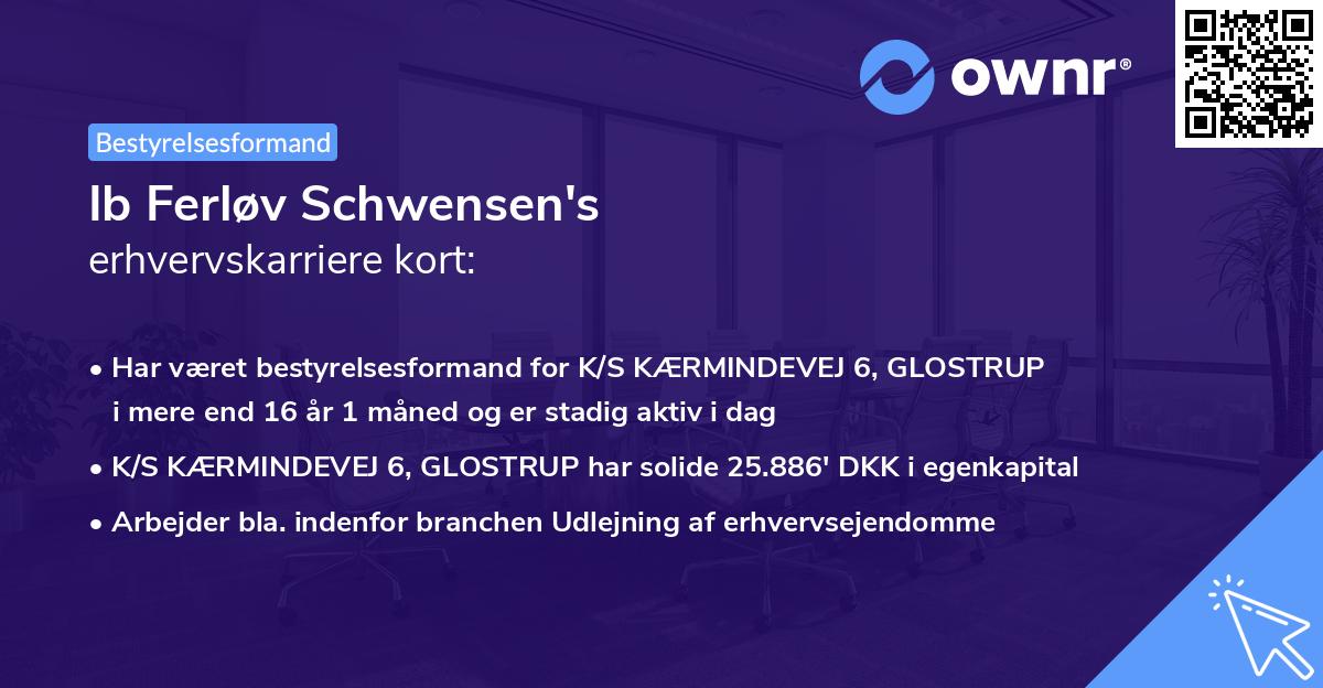 Ib Ferløv Schwensen's erhvervskarriere kort