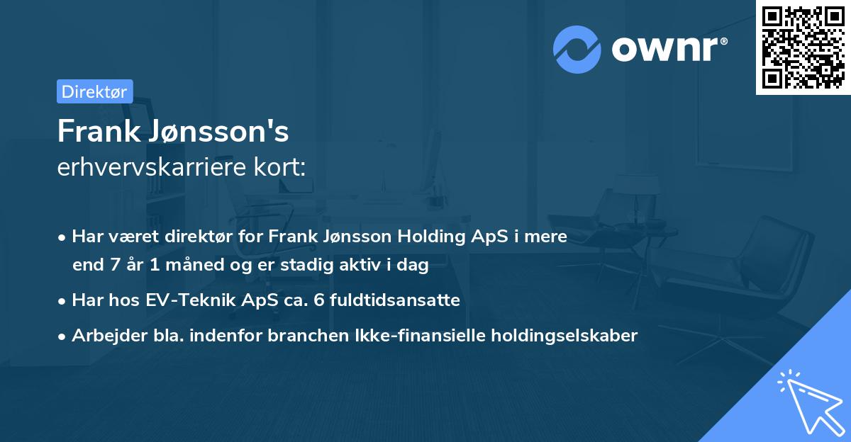 Frank Jønsson's erhvervskarriere kort