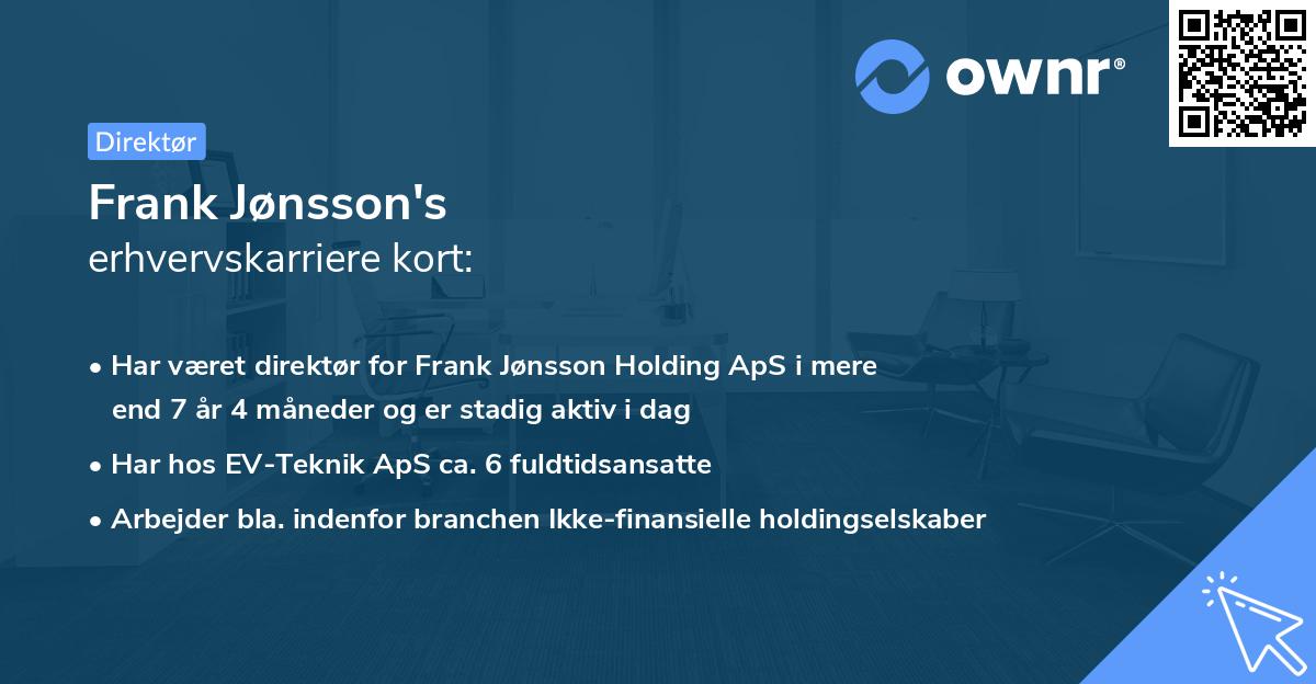 Frank Jønsson's erhvervskarriere kort
