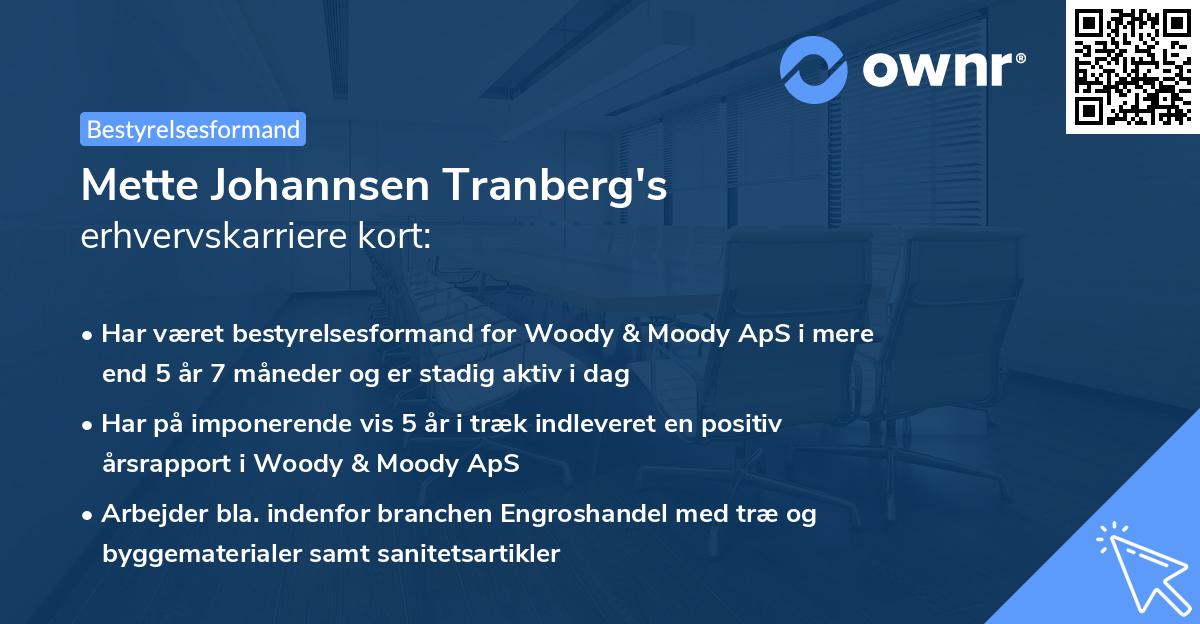Mette Johannsen Tranberg's erhvervskarriere kort