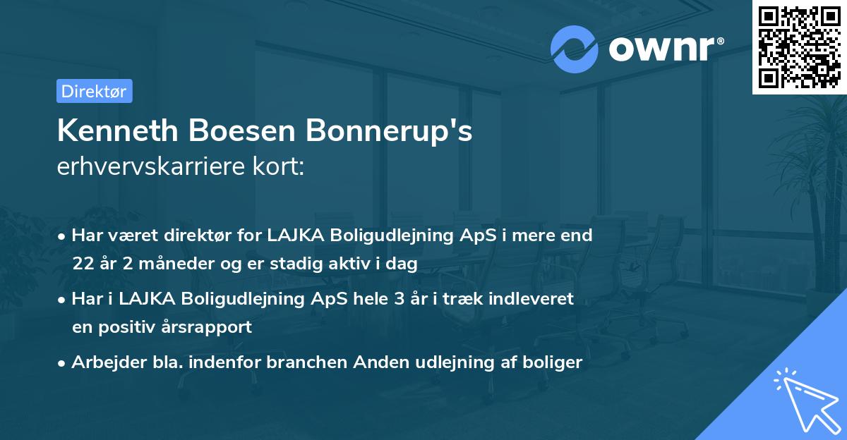 Kenneth Boesen Bonnerup's erhvervskarriere kort