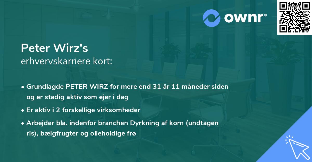 Peter Wirz's erhvervskarriere kort