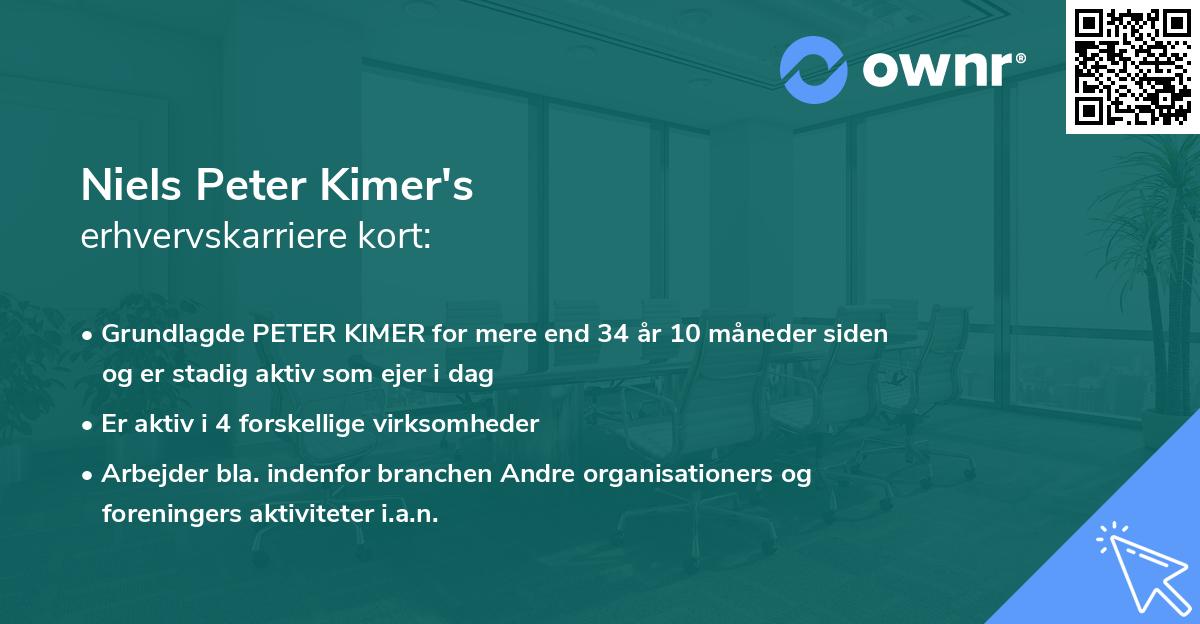 Niels Peter Kimer's erhvervskarriere kort