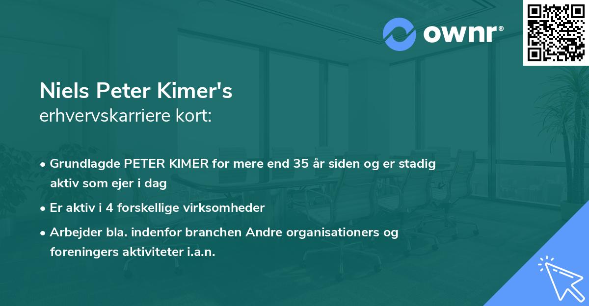 Niels Peter Kimer's erhvervskarriere kort