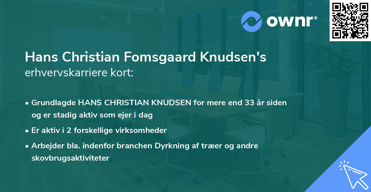 Hans Christian Fomsgaard Knudsen's erhvervskarriere kort